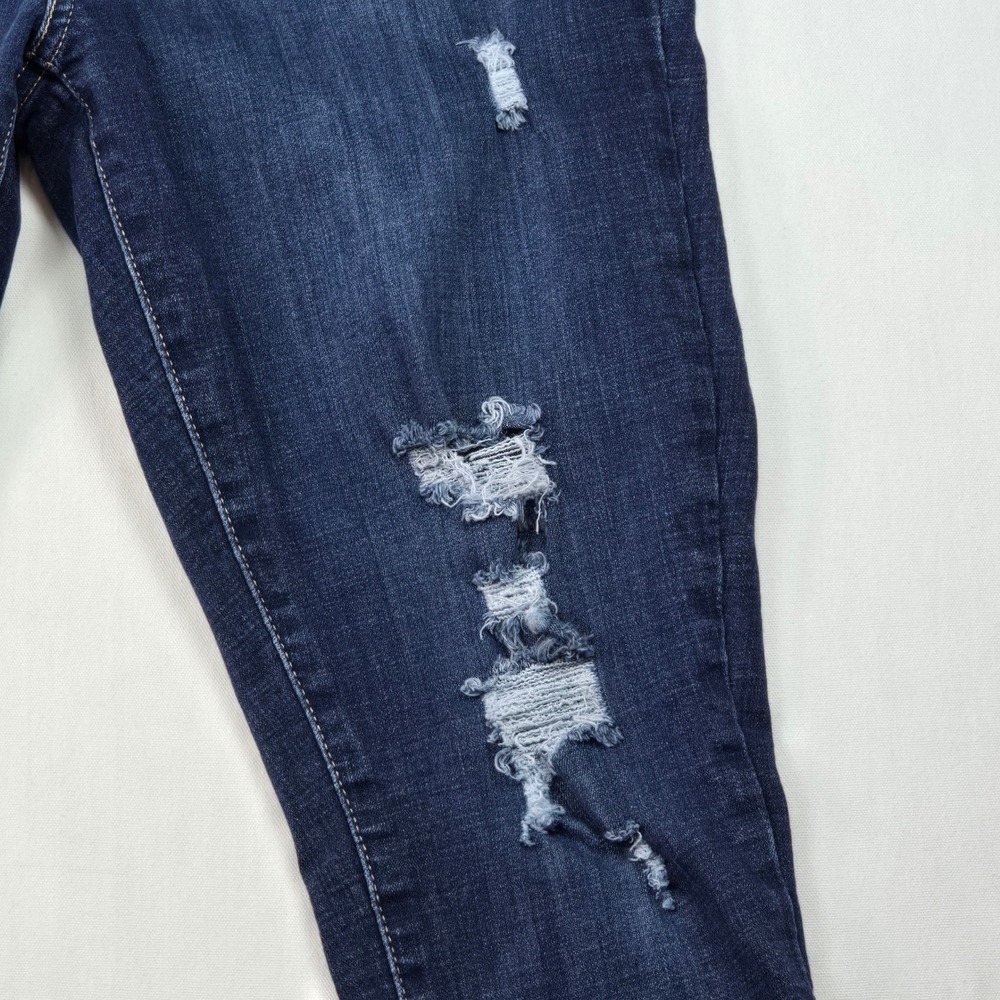 Levis 711 Skinny Jeans Womens 32 Dark Wash Distressed Ripped Denim Mid Rise - Picture 2 of 15
